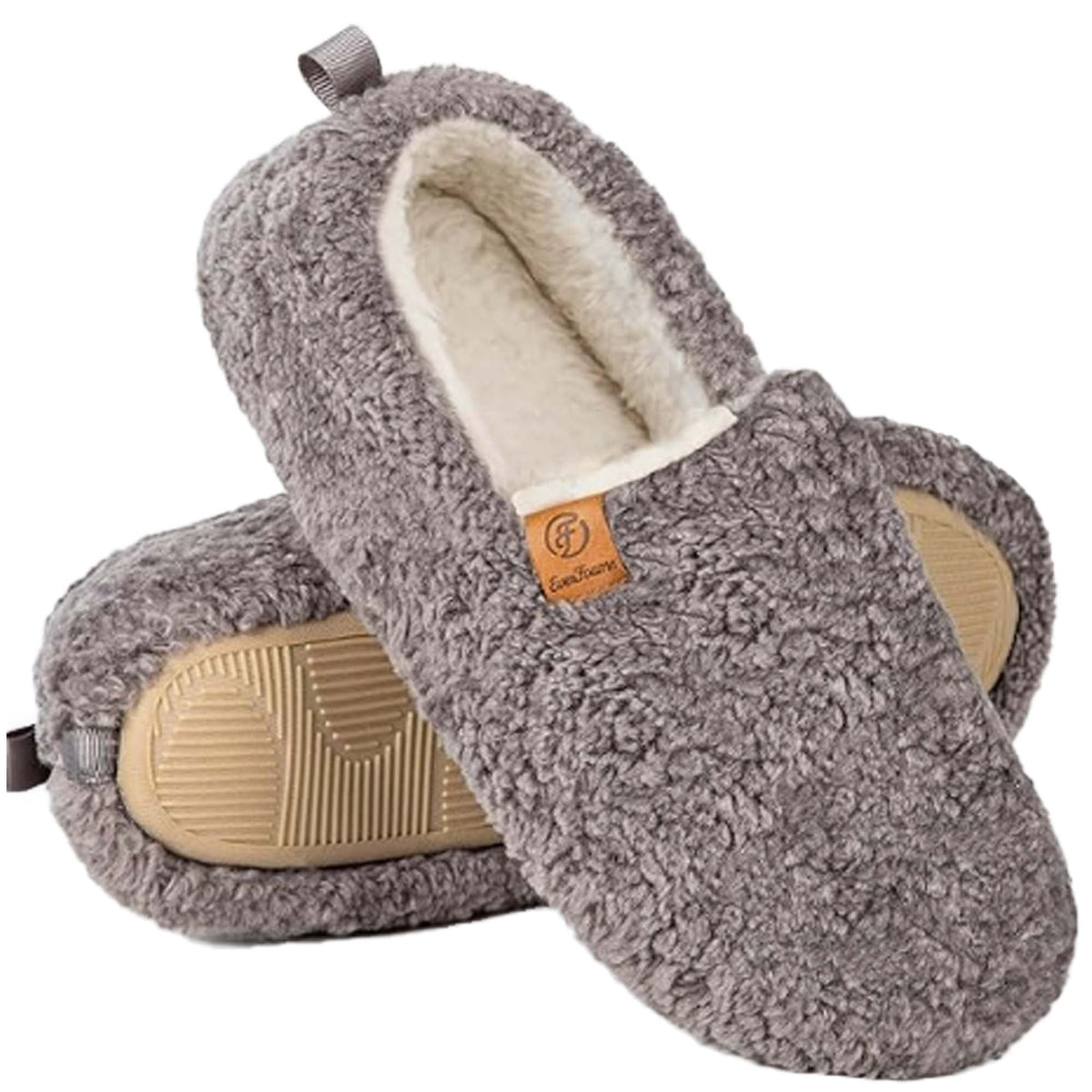 REDESS Fuzzy Slippers for Women Closed Toe Womens Faux Fur Memory Foam Comfy House Slippers Dark Gray