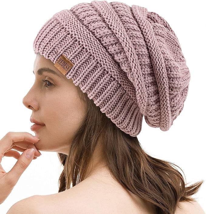 REDESS Slouchy Oat Beanie Hat for Women Winter Warm Knit Cap
