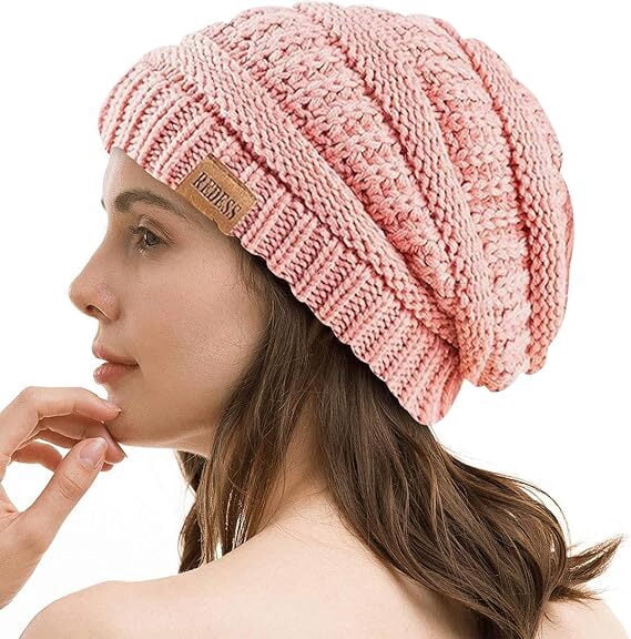 REDESS Slouchy Oat Beanie Hat for Women Winter Warm Knit Cap