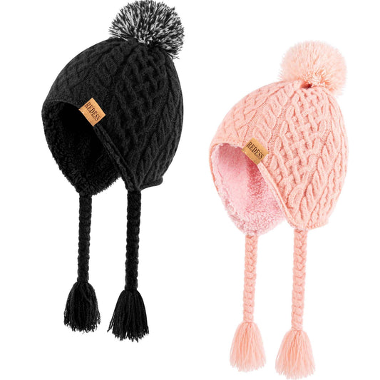REDESS Kids Beanie Hat Children Boys Girls Winter Warm Knit Soft Cap 2 Pack