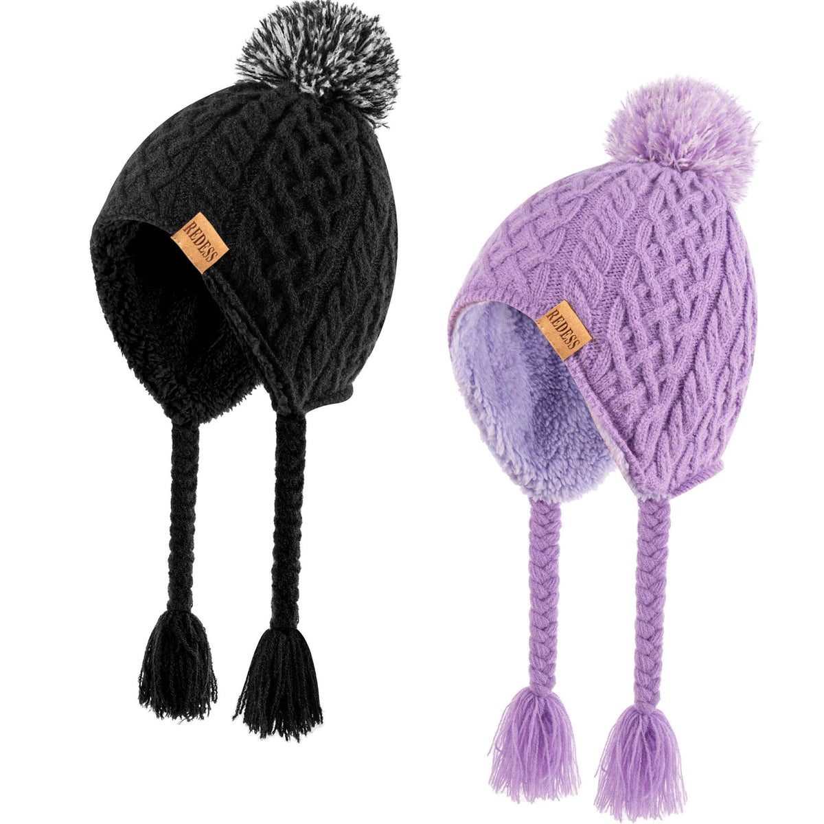 REDESS Kids Beanie Hat Children Boys Girls Winter Warm Knit Soft Cap 2 Pack