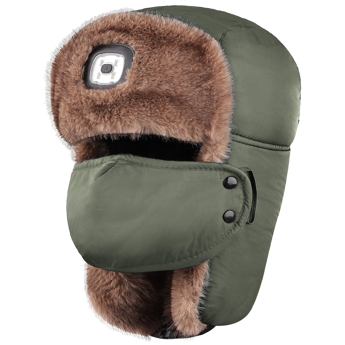 REDESS Men's Trapper Hat with Light USB Winter Warm Ear Flaps USB Rechargeable LED Trapper Hat for Men and Women