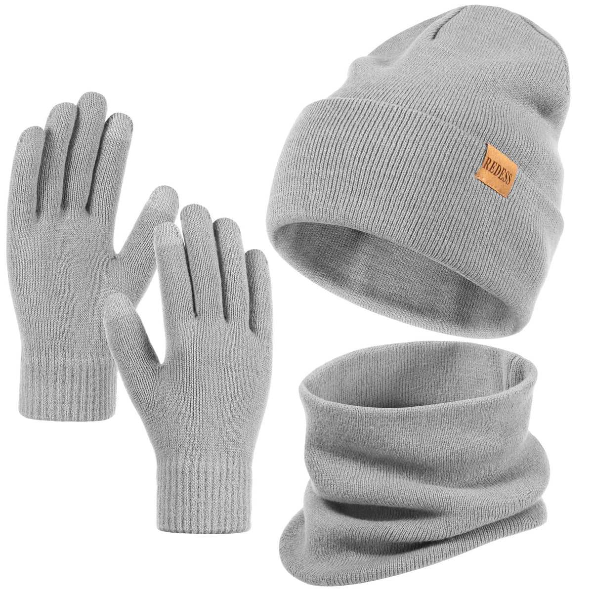 REDESS Winter Hat, Scarf & Glove Set for Men and Women,Black