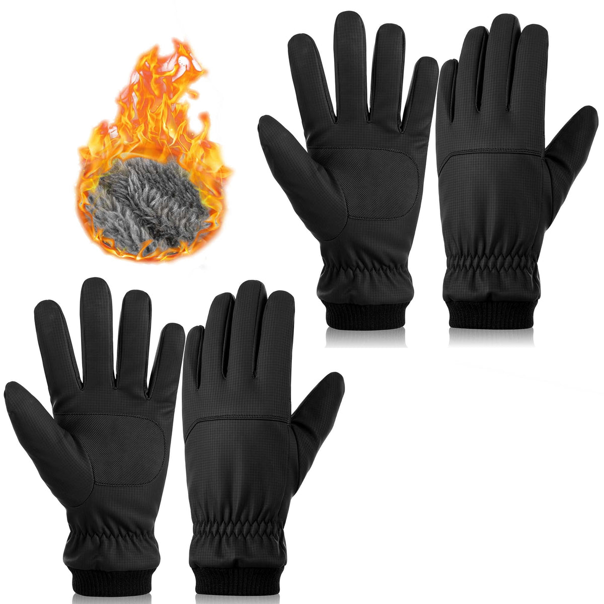 REDESS Men's and Women's Winter Gloves Waterproof Warm for Ski Driving Running Black