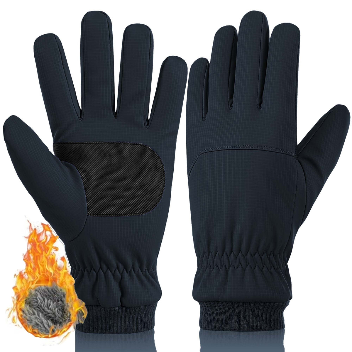 REDESS Men's and Women's Winter Gloves Waterproof Warm for Ski Driving Running Black