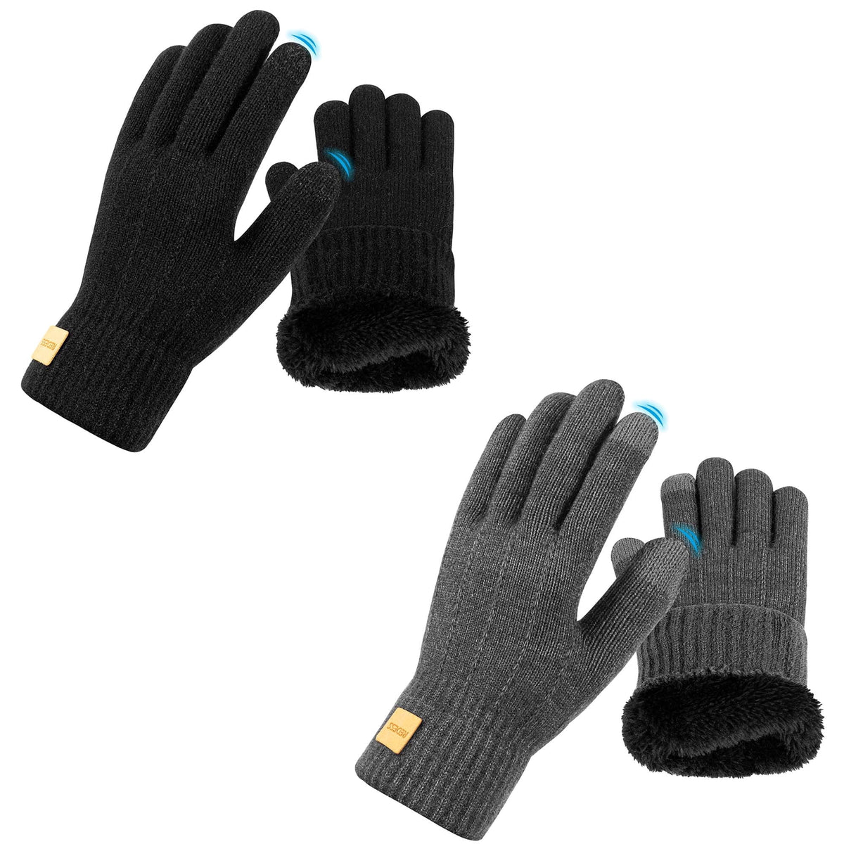 REDESS Mens Womens Winter Gloves Touchscreen Winter Warm Knit Gloves,Black