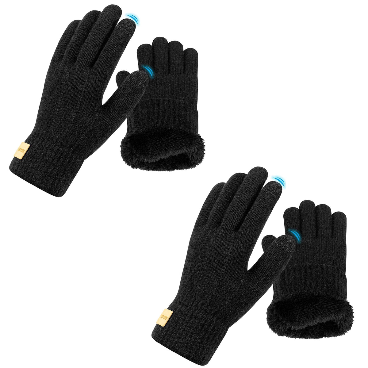 REDESS Mens Womens Winter Gloves Touchscreen Winter Warm Knit Gloves,Black