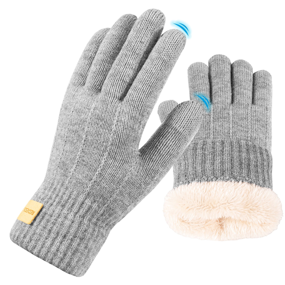 REDESS Mens Womens Winter Gloves Touchscreen Winter Warm Knit Gloves,Black