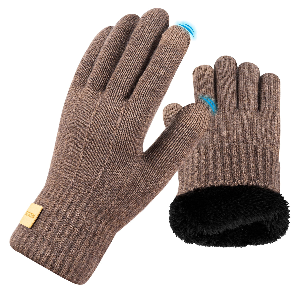 REDESS Mens Womens Winter Gloves Touchscreen Winter Warm Knit Gloves,Black