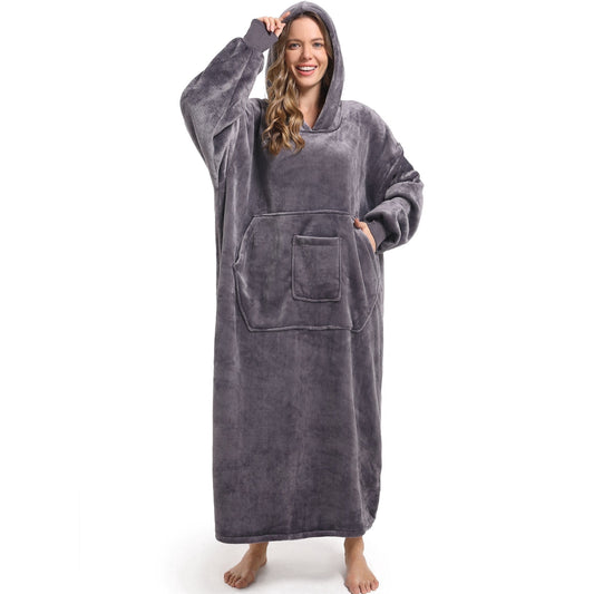 REDESS Oversized Wearable Blanket Hoodie Sweatshirt for Adults Women Men-Dark Grey