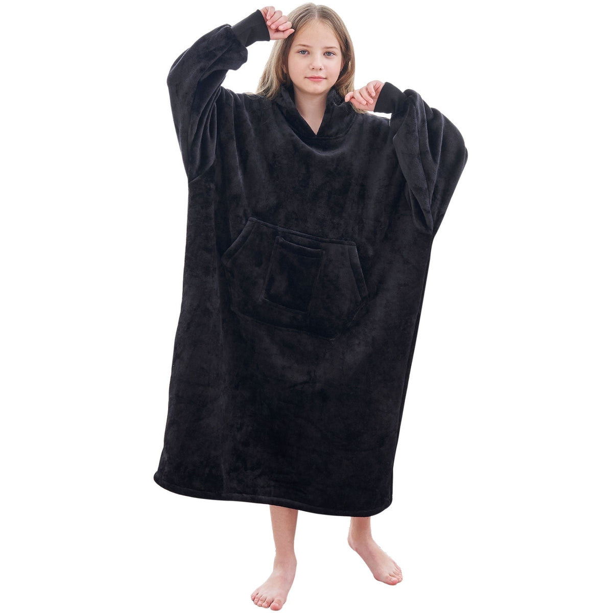 REDESS Oversized Wearable Blanket Hoodie Sweatshirt for Unisex Boy and Girl-Dark Grey