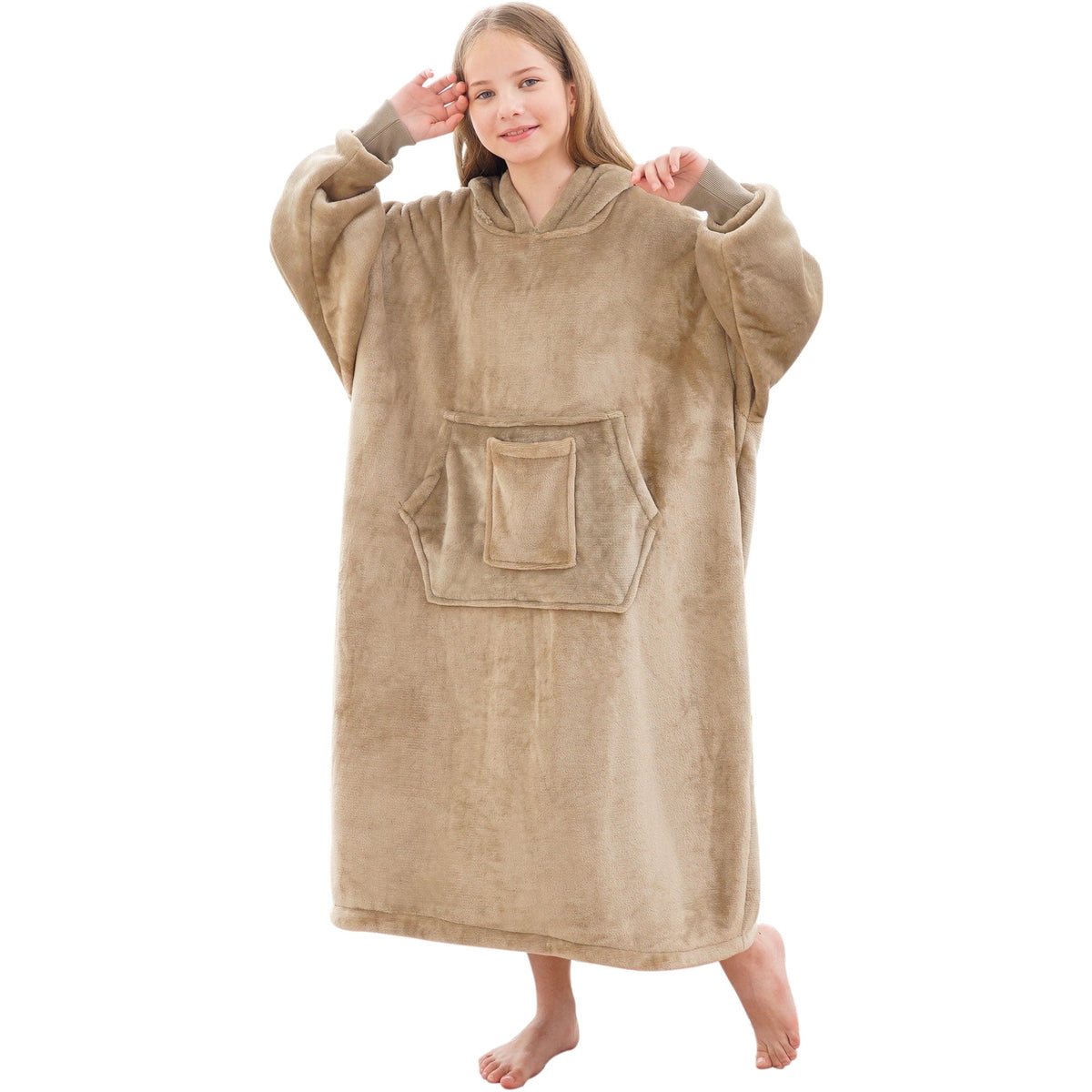 REDESS Oversized Wearable Blanket Hoodie Sweatshirt for Unisex Boy and Girl-Dark Grey