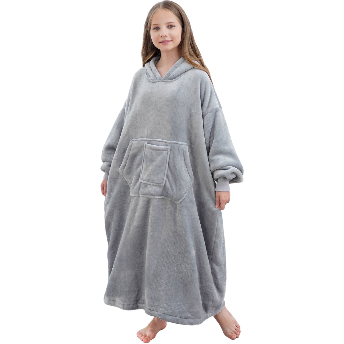 REDESS Oversized Wearable Blanket Hoodie Sweatshirt for Unisex Boy and Girl-Dark Grey