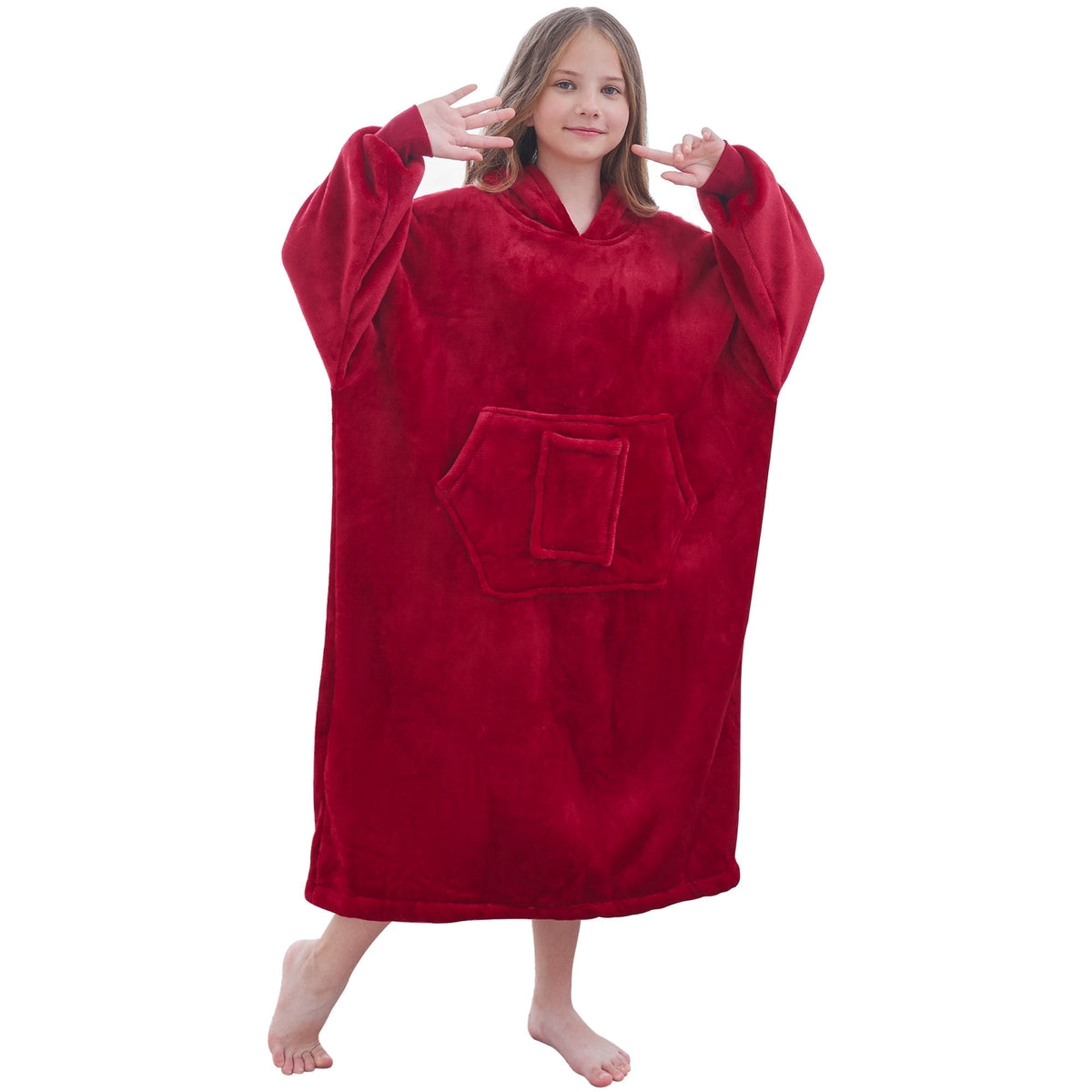 REDESS Oversized Wearable Blanket Hoodie Sweatshirt for Unisex Boy and Girl-Dark Grey