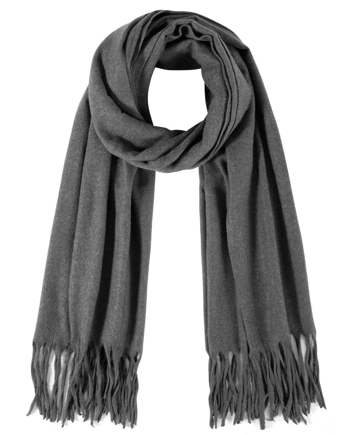 REDESS Pashmina Shawl for Women, Winter Warm Soft Solid Tassel Scarf  for Women and Men, Black