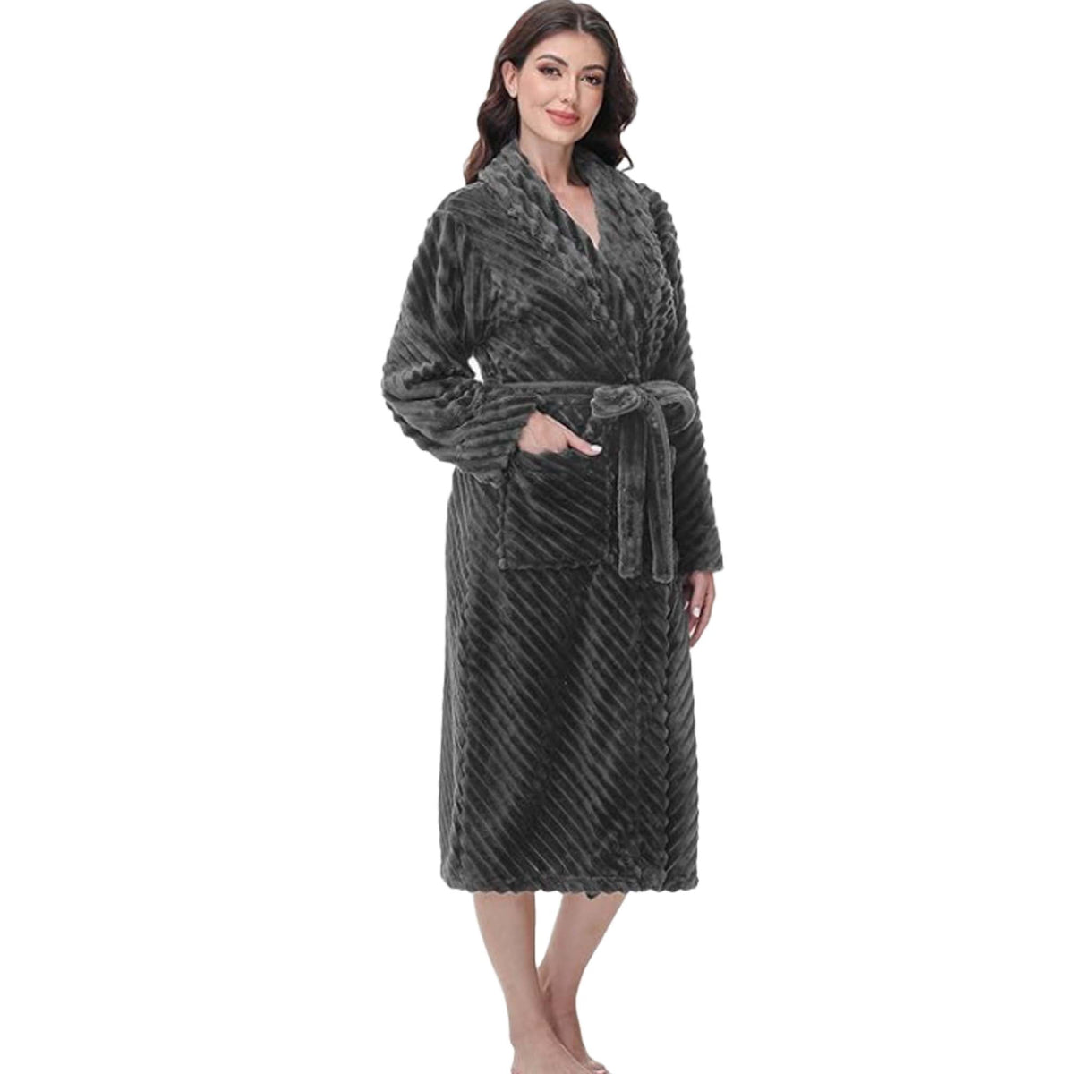 REDESS Robes for Womens Fleece Plush Soft Warm Lightweight Bathrobe for Women