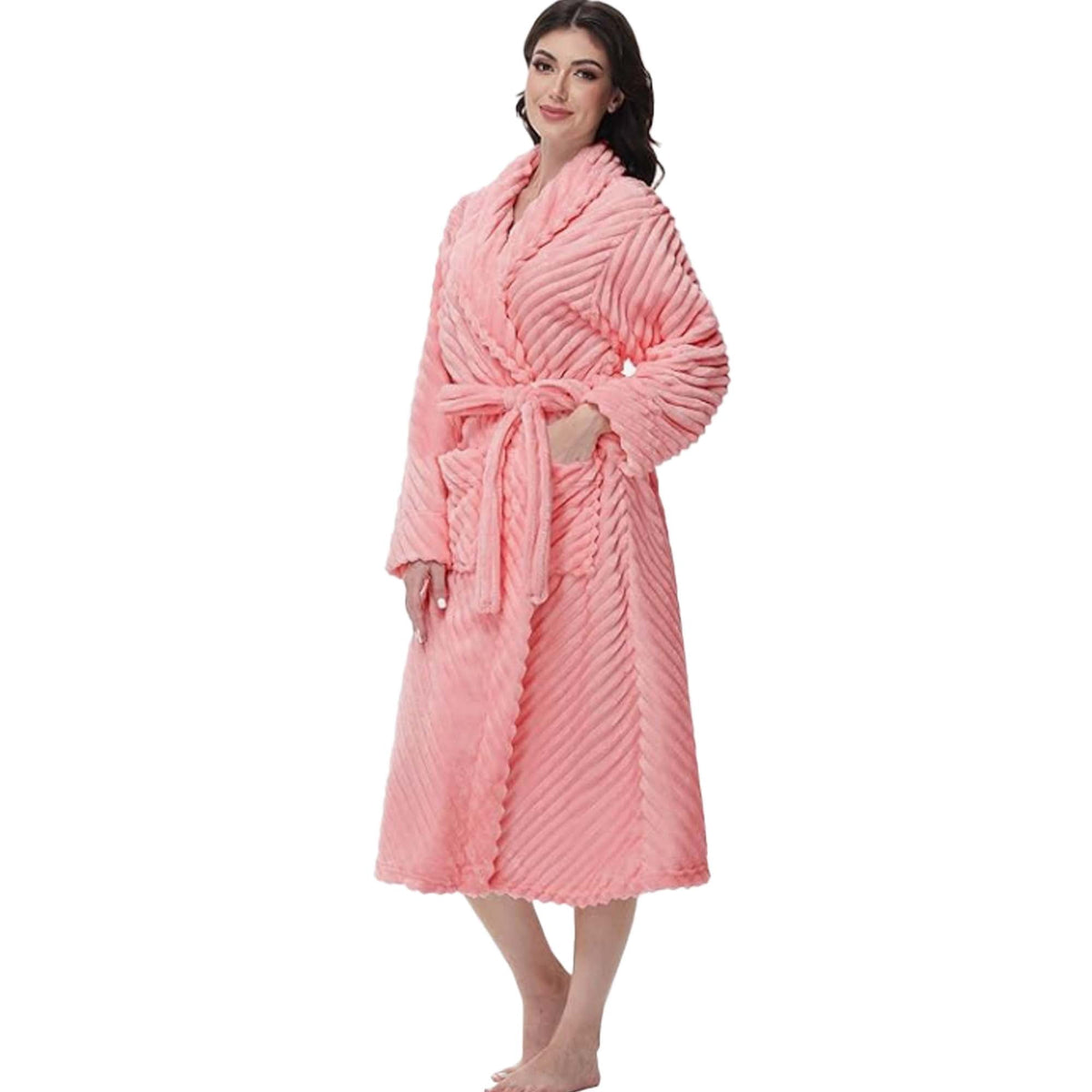 REDESS Robes for Womens Fleece Plush Soft Warm Lightweight Bathrobe for Women