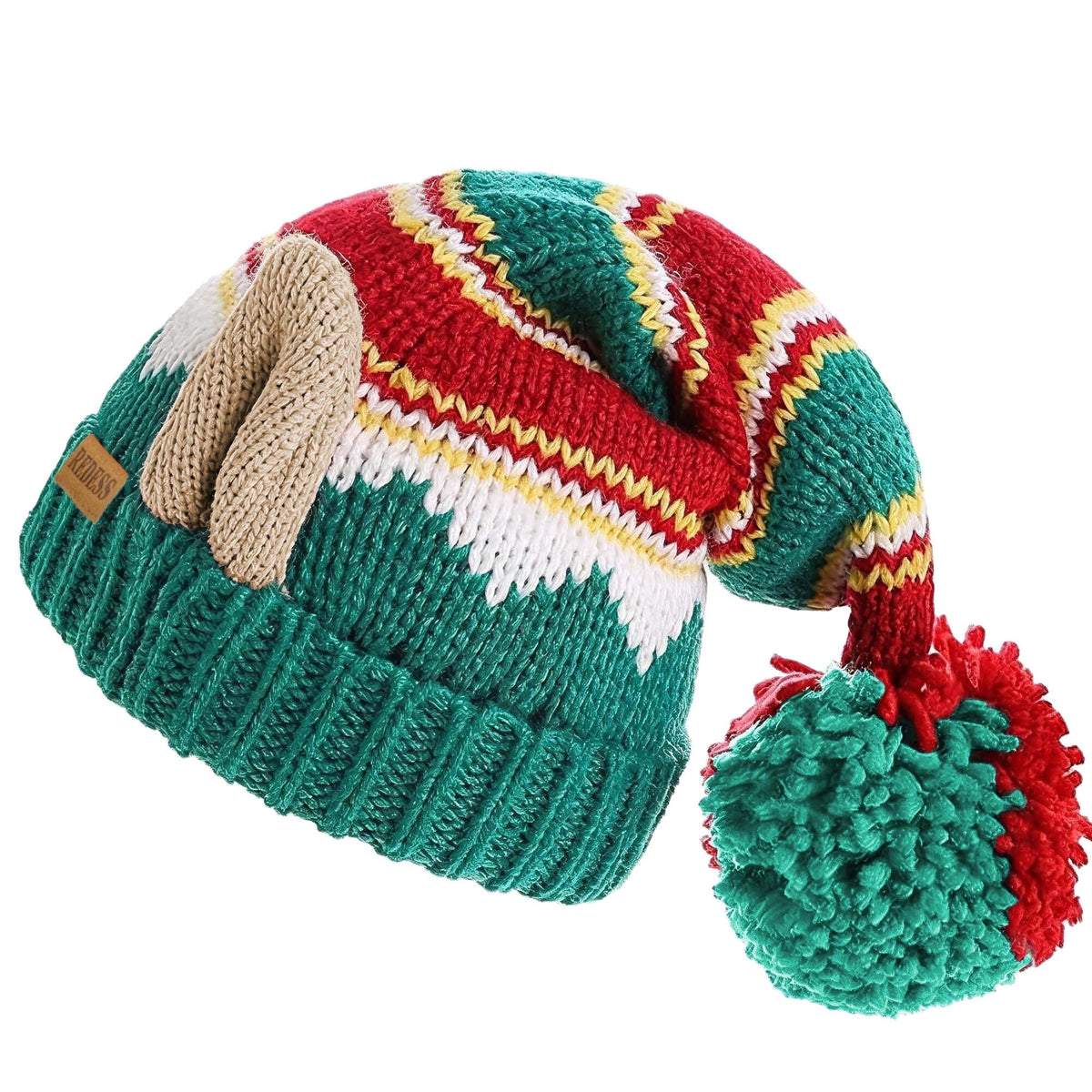 REDESS Santa Hat, Knitted Christmas Red Santa Hat with Pom Pom, Soft Stretchy Holiday Beanie Hat for Adult