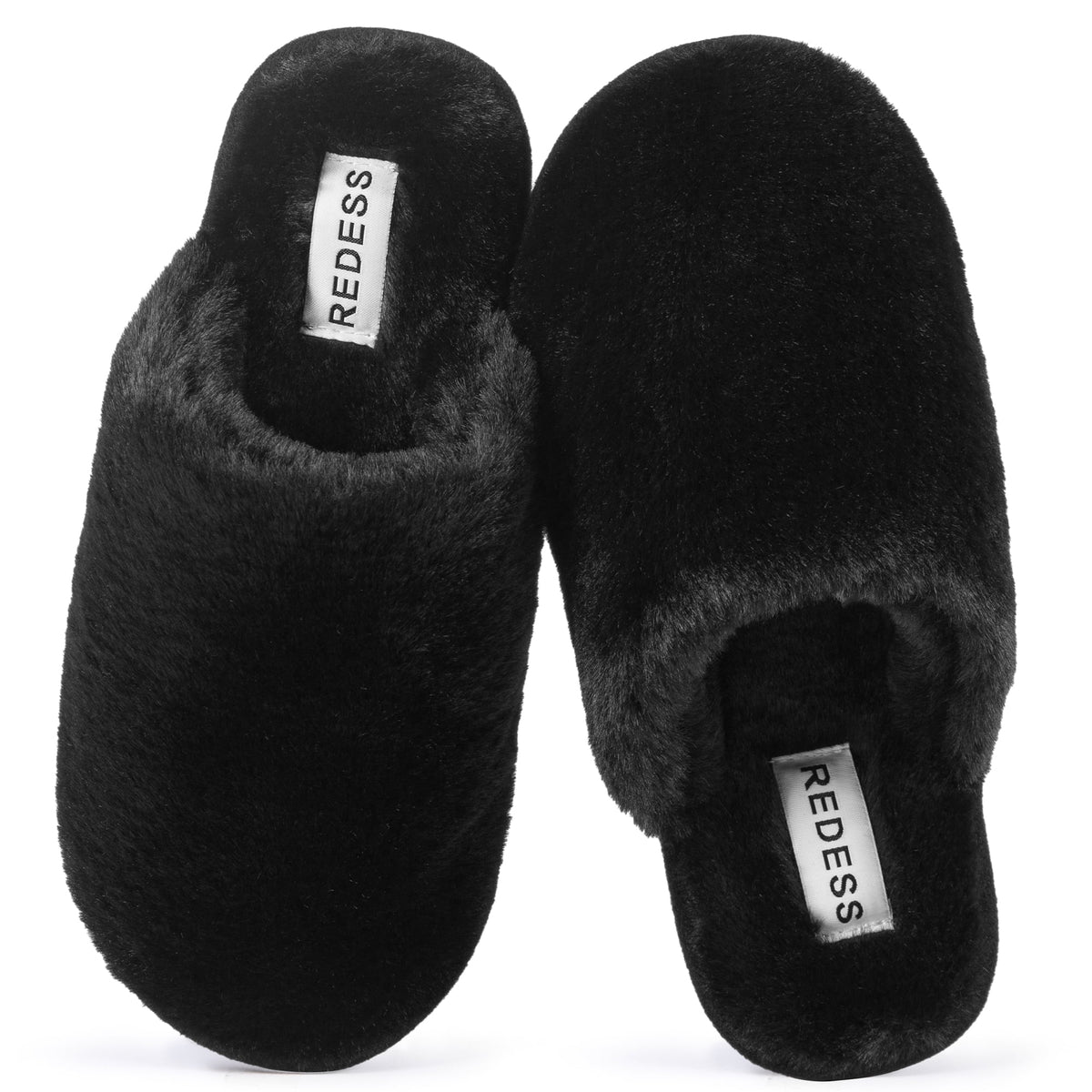 REDESS Womens Faux Fur Clog Slippers, Memory Foam Cozy House Slippers