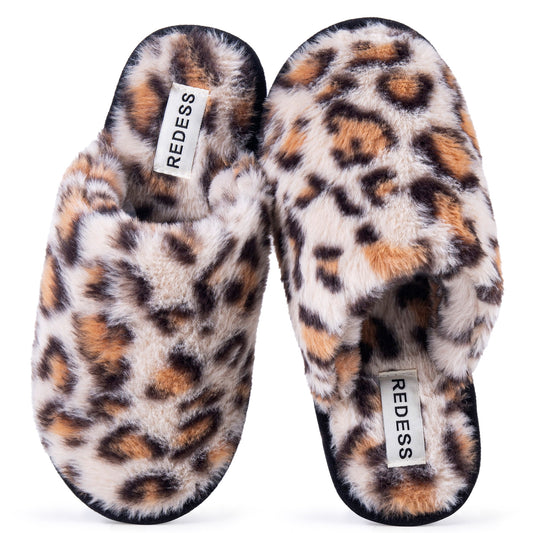 REDESS Womens Faux Fur Clog Slippers, Memory Foam Cozy House Slippers