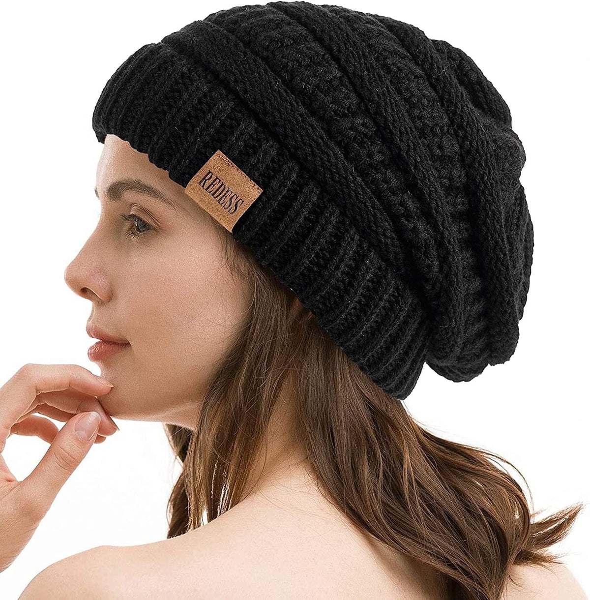 REDESS Slouchy Oat Beanie Hat for Women Winter Warm Knit Cap