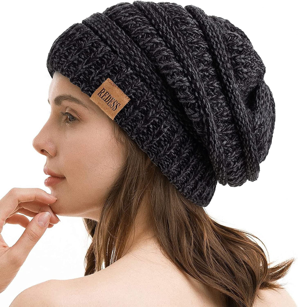 REDESS Slouchy Oat Beanie Hat for Women Winter Warm Knit Cap
