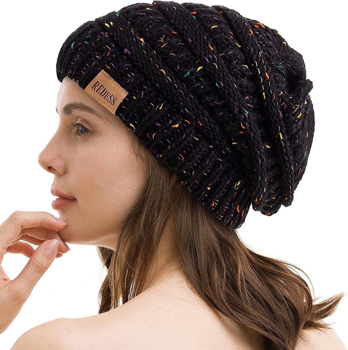 REDESS Slouchy Oat Beanie Hat for Women Winter Warm Knit Cap