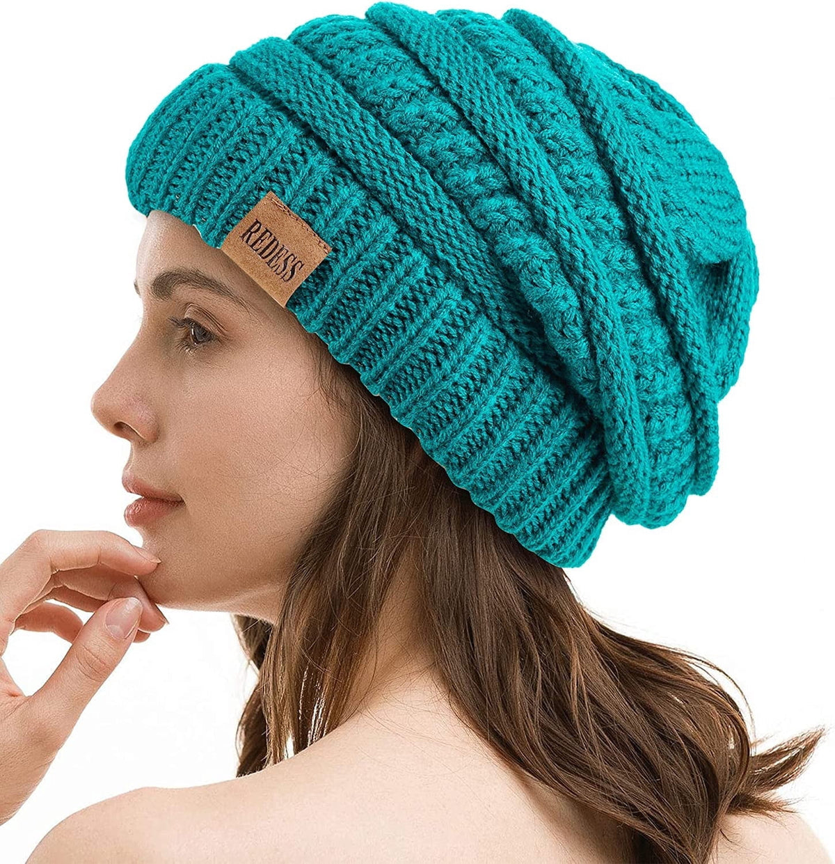 REDESS Slouchy Oat Beanie Hat for Women Winter Warm Knit Cap