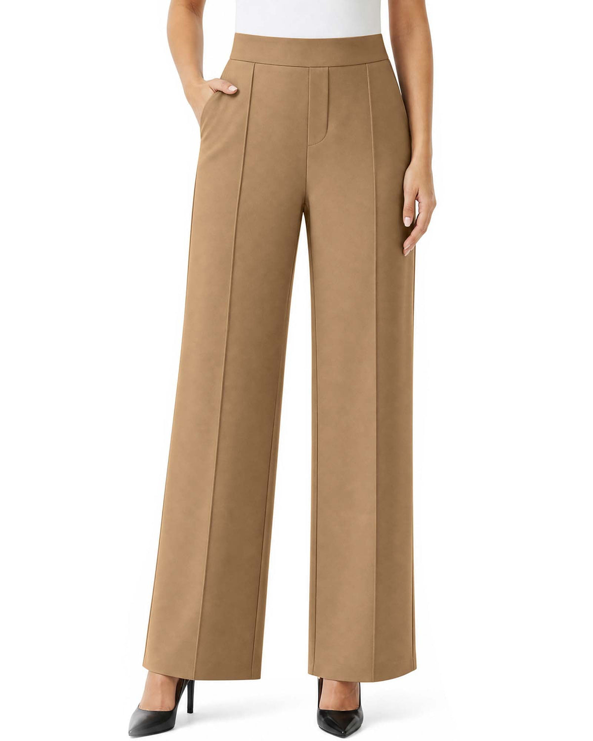 REDESS Sweatpants for Women Wide Leg Casual High Waisted Baggy Sweatpants Worker Wear Pants with Pocket,Black XS-2XL