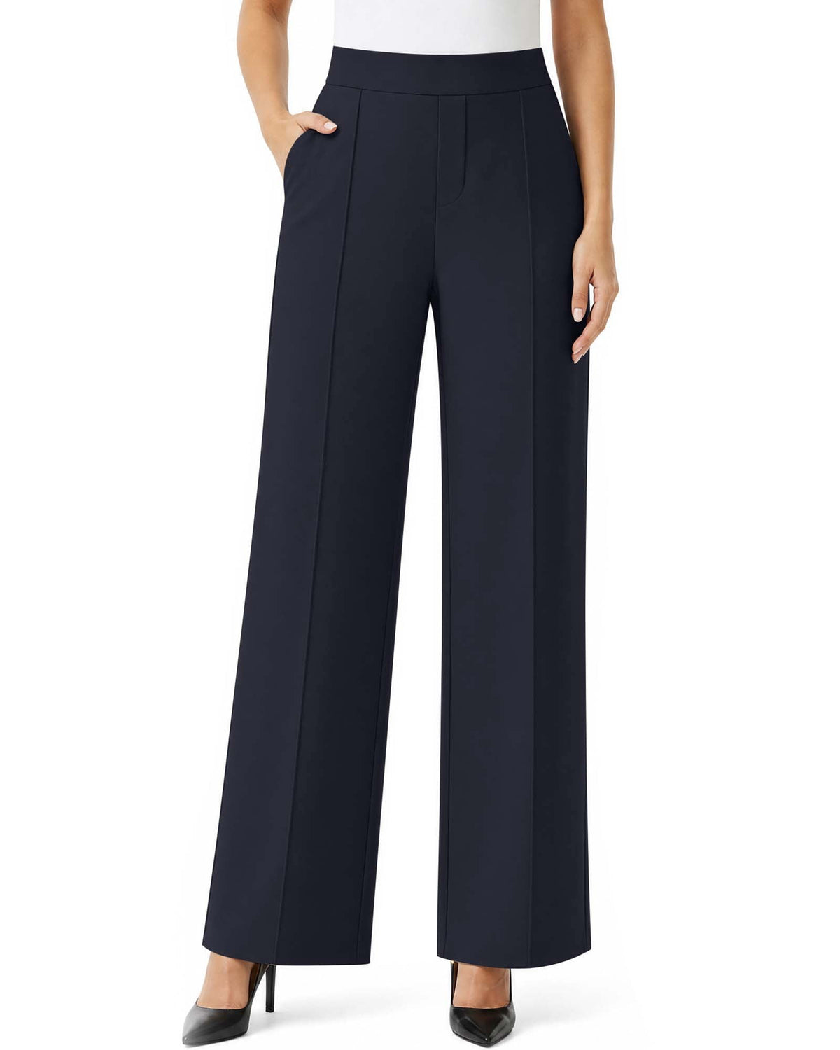 REDESS Sweatpants for Women Wide Leg Casual High Waisted Baggy Sweatpants Worker Wear Pants with Pocket,Black XS-2XL