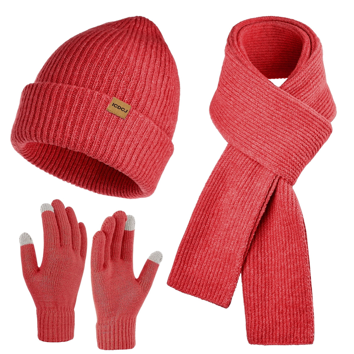 REDESS Winter Beanie Hat and Gloves Scarf Set for Men and Women£¬Black