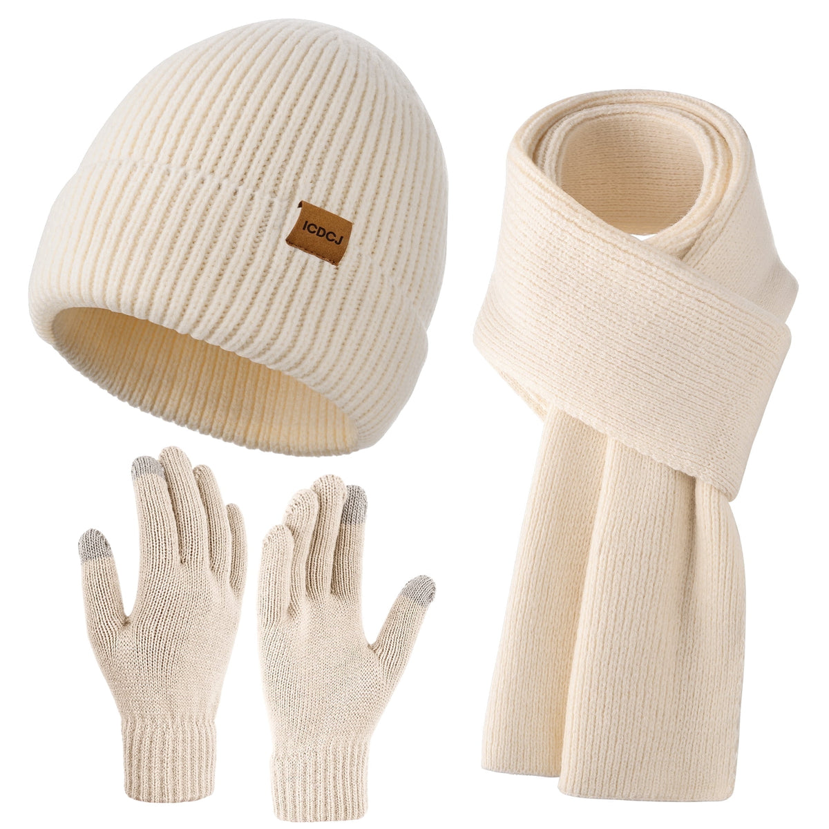 REDESS Winter Beanie Hat,Scarf and Gloves sets for Women and Men,Black