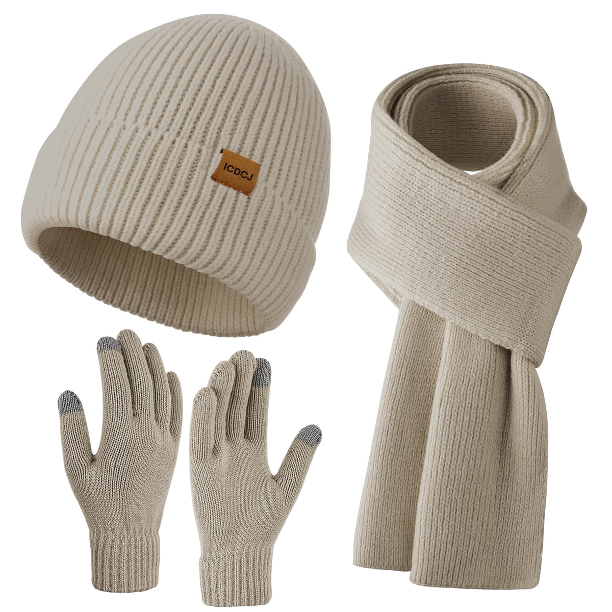REDESS Winter Beanie Hat,Scarf and Gloves sets for Women and Men,Black