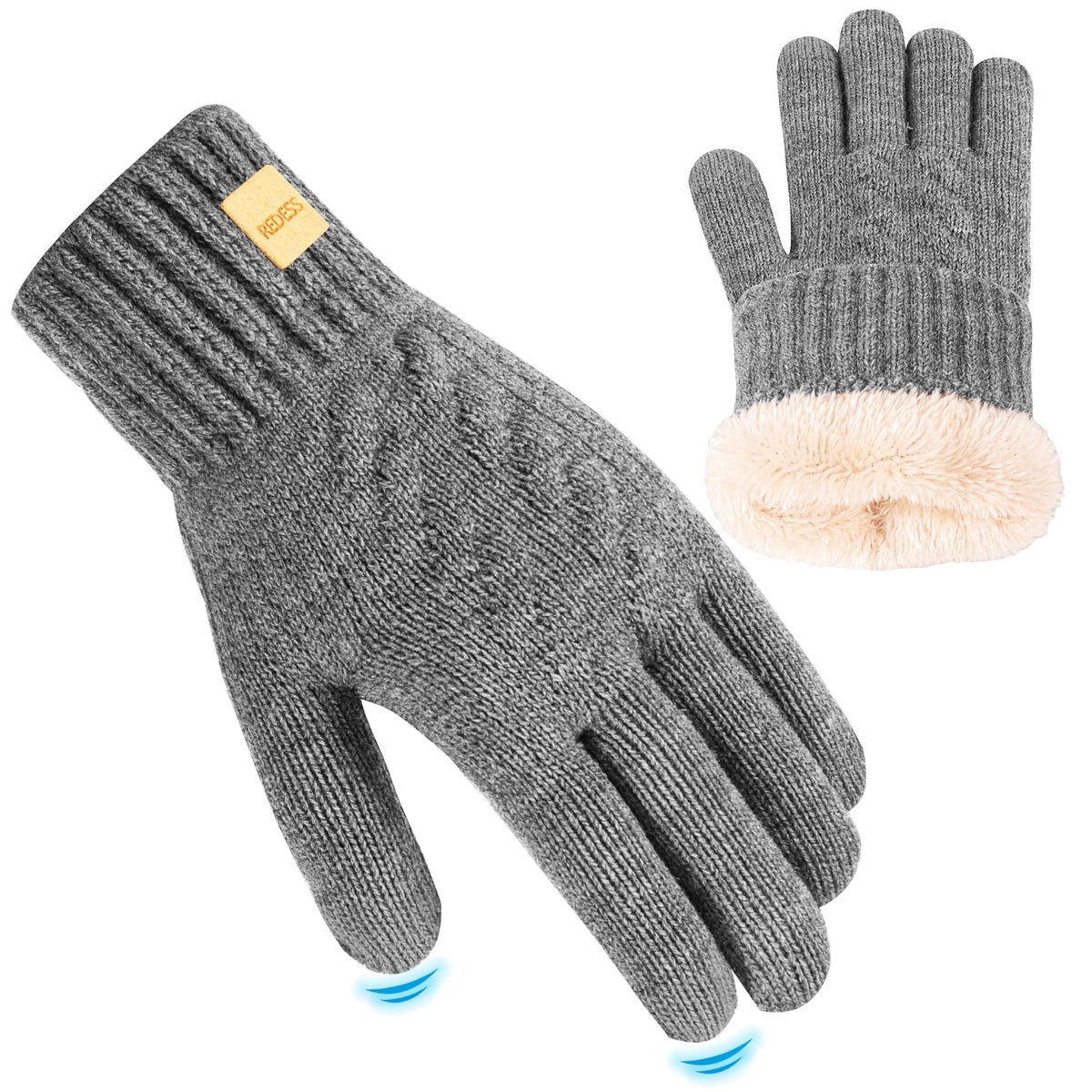 REDESS Winter Gloves for Women and Men with Touch Screen Thermal Knit Black Gloves.