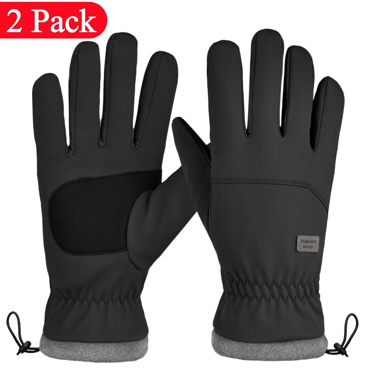 REDESS Unisex Winter Waterproof Black Gloves for Men and Women for Ski Driving Running Cycling Cold Weather