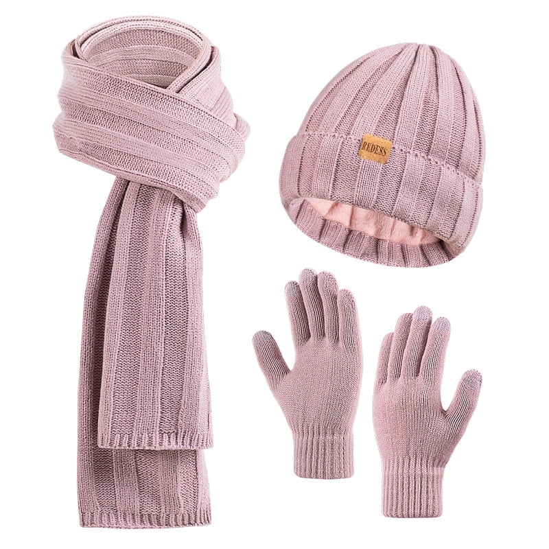 REDESS Winter Hat and Gloves Sets for Women, Fleece Lined Beanie Hat Scarf and Touchscreen Glove Sets for Women