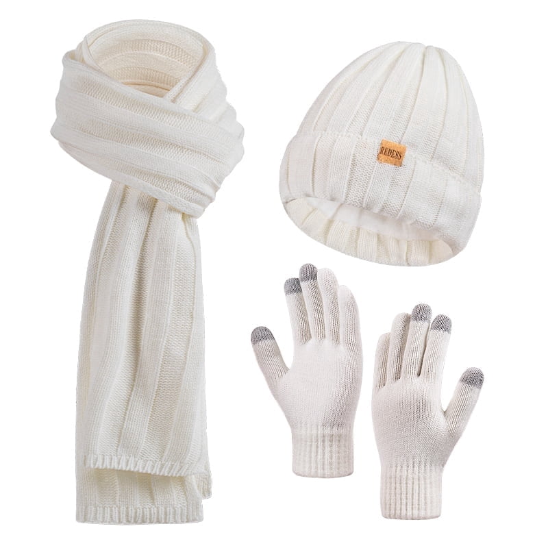 REDESS Winter Hat and Gloves Sets for Women, Fleece Lined Beanie Hat Scarf and Touchscreen Glove Sets for Women