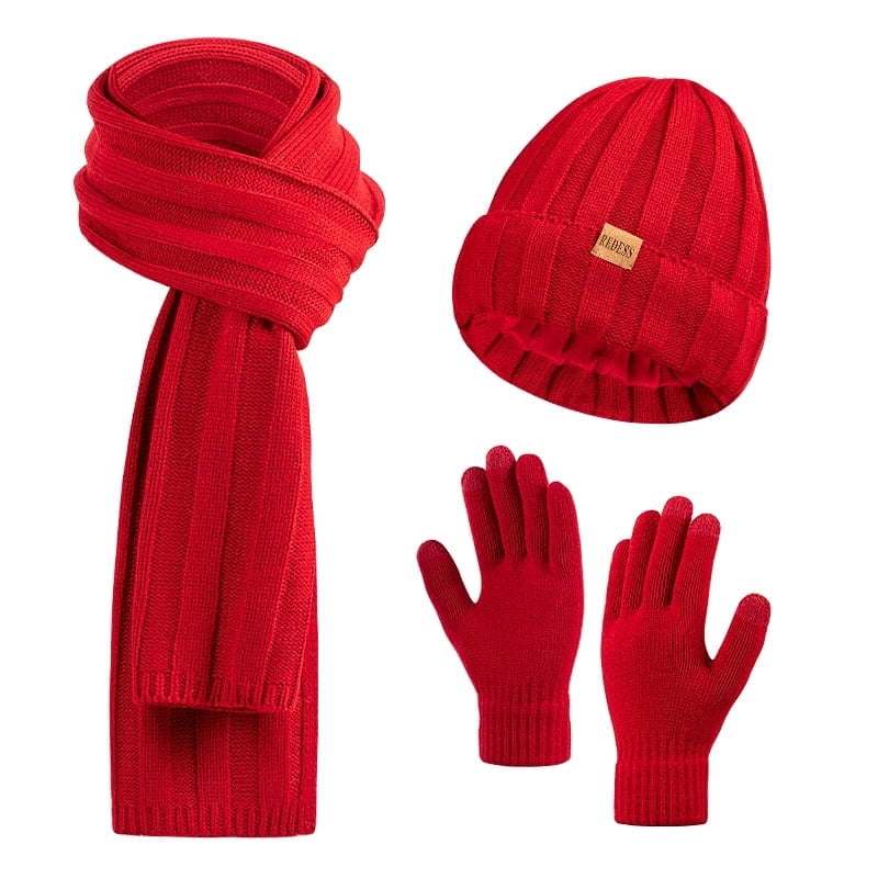 REDESS Winter Hat and Gloves Sets for Women, Fleece Lined Beanie Hat Scarf and Touchscreen Glove Sets for Women