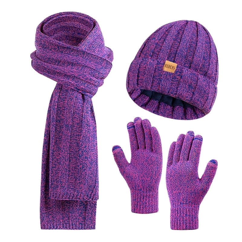 REDESS Winter Hat and Gloves Sets for Women, Fleece Lined Beanie Hat Scarf and Touchscreen Glove Sets for Women