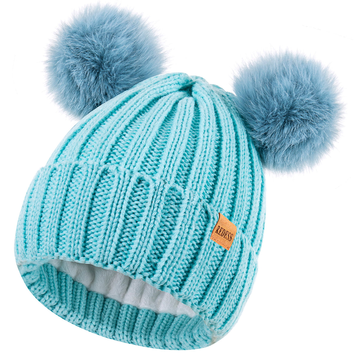 REDESS Winter Beanie Hat for Women with Warm Fleece Lined, Thick Slouchy Knit Skull Ski Cap-Black