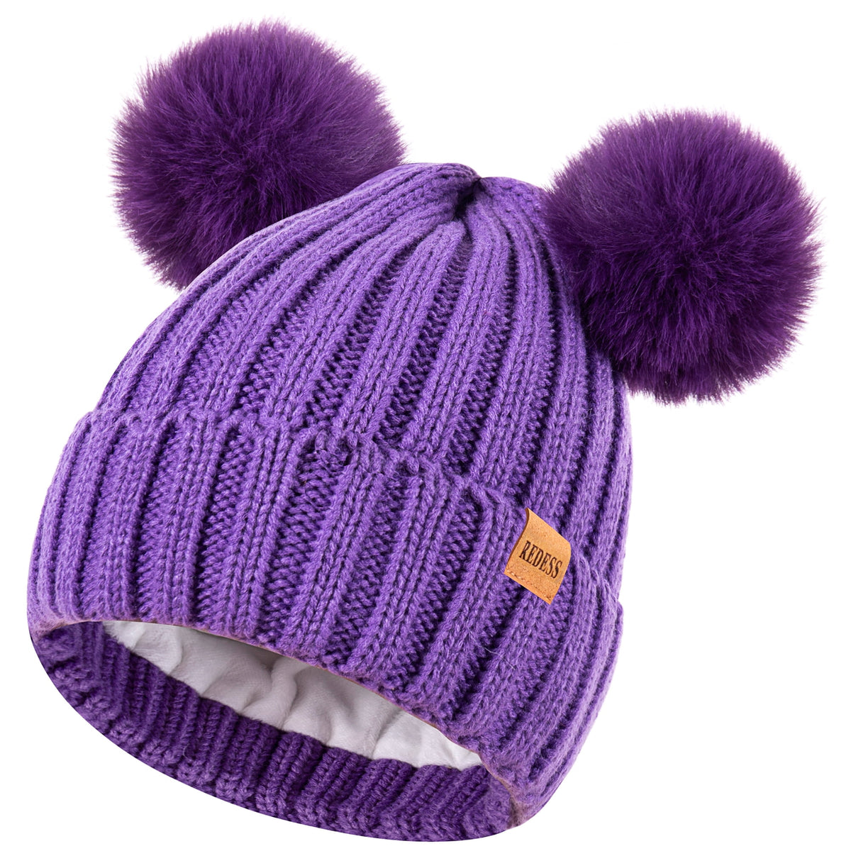 REDESS Winter Beanie Hat for Women with Warm Fleece Lined, Thick Slouchy Knit Skull Ski Cap-Black