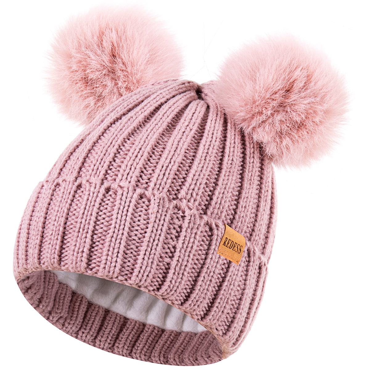 REDESS Winter Beanie Hat for Women with Warm Fleece Lined, Thick Slouchy Knit Skull Ski Cap-Black