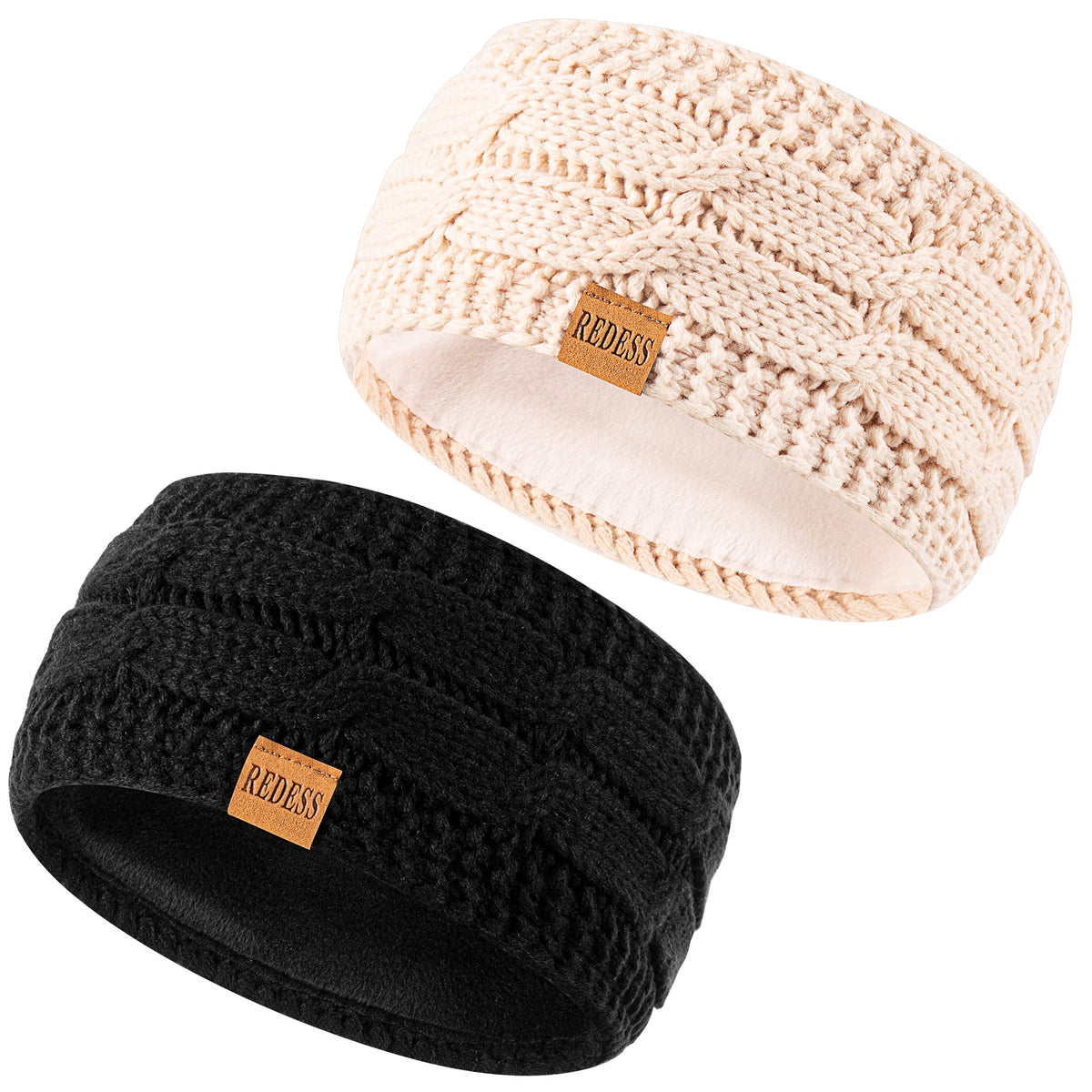 REDESS Winter Ear Warmer Headband for Women,Knit Thick Fleece Lined Cold Weather Warm Ear Muffs Headband