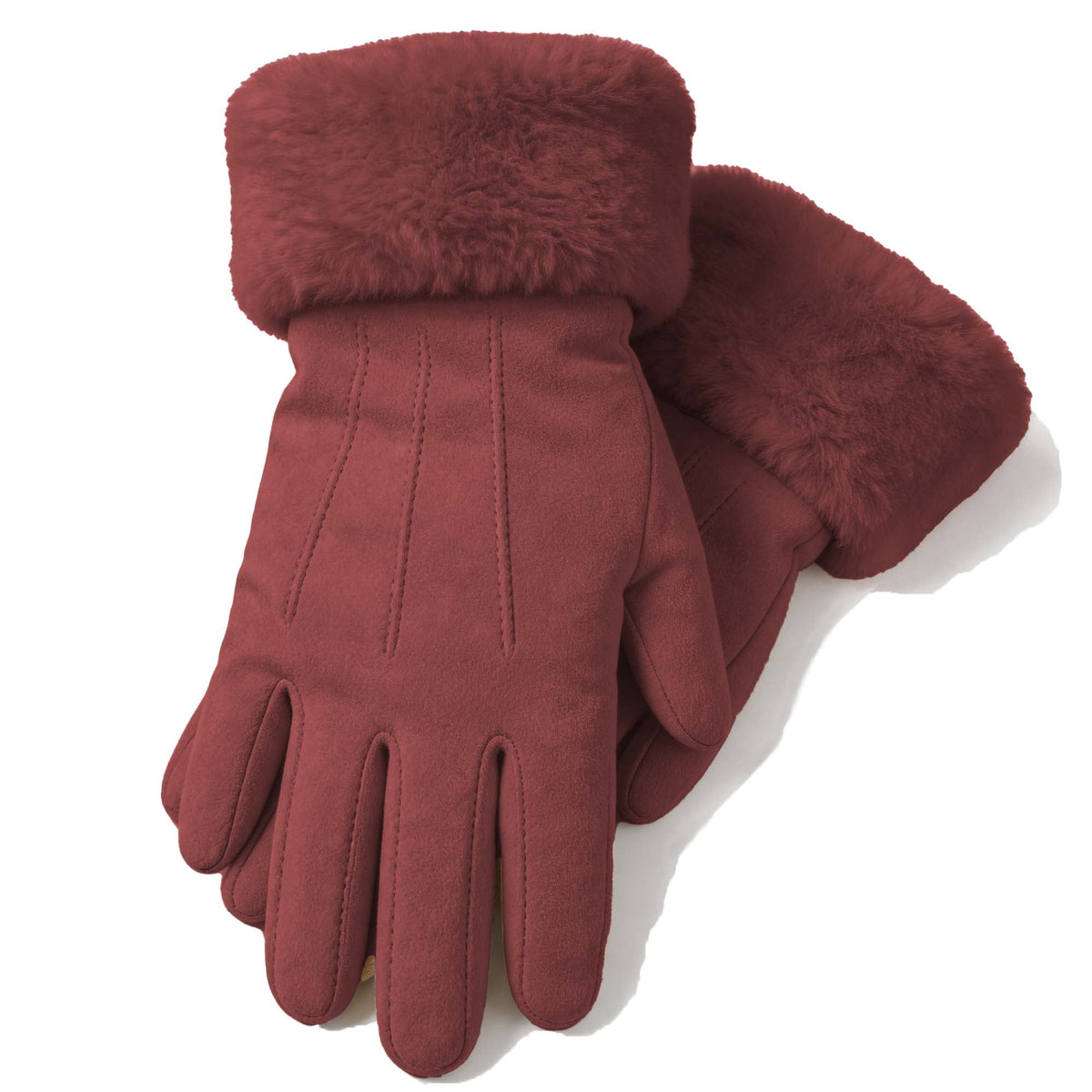 REDESS Womens Winter Gloves, Fleece Lined Touchscreen Windproof Gloves with Faux Fur Cuff