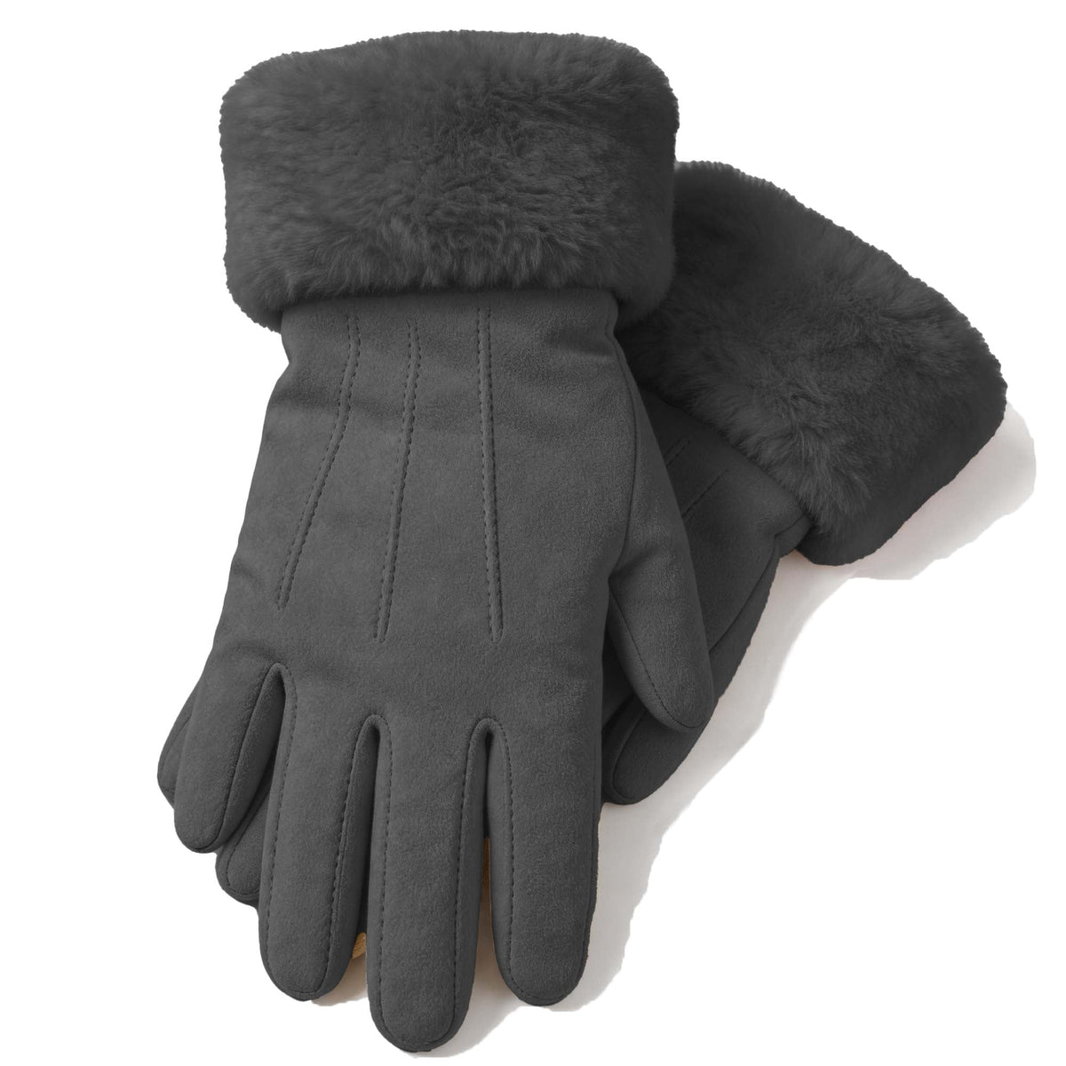 REDESS Womens Winter Gloves, Fleece Lined Touchscreen Windproof Gloves with Faux Fur Cuff