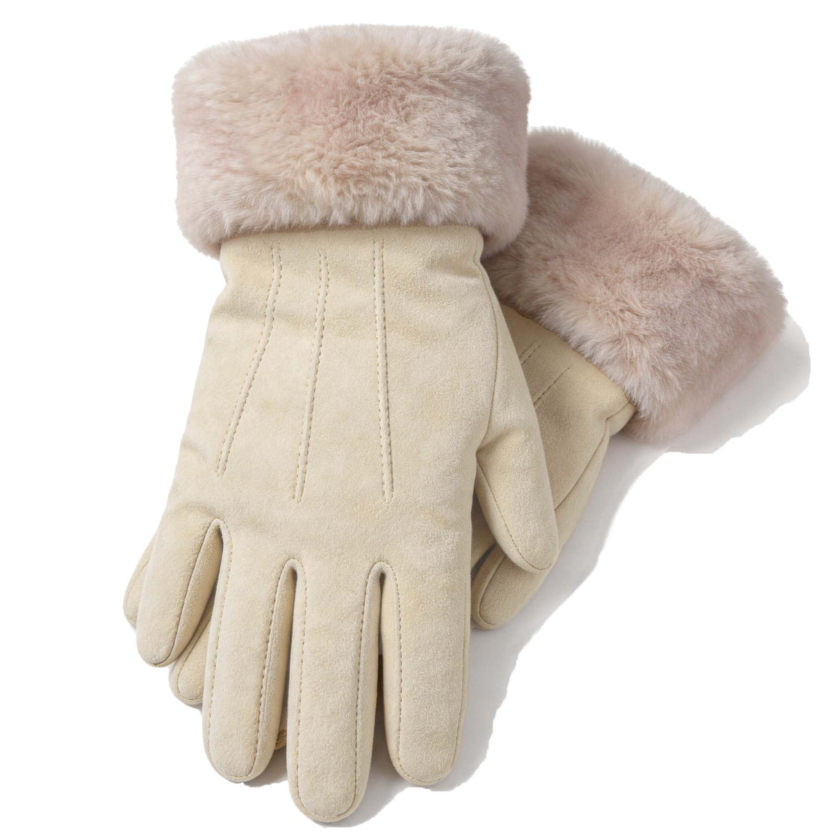 REDESS Womens Winter Gloves, Fleece Lined Touchscreen Windproof Gloves with Faux Fur Cuff