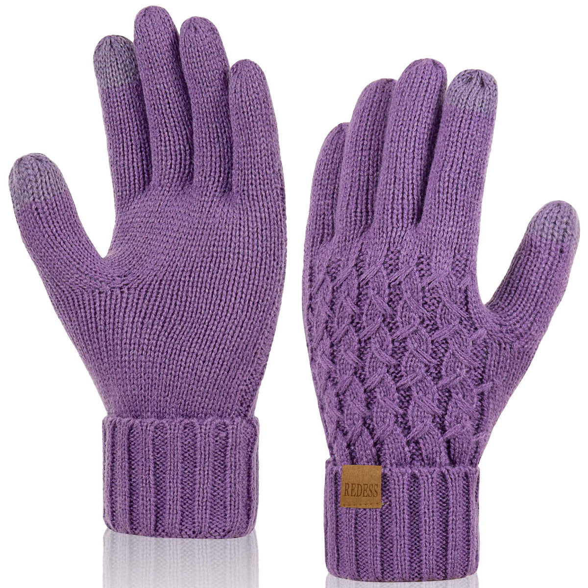 REDESS Winter Gloves for Women Touchscreen Texting Warm Knit Fleece Lined Gloves for Cold Weather Black