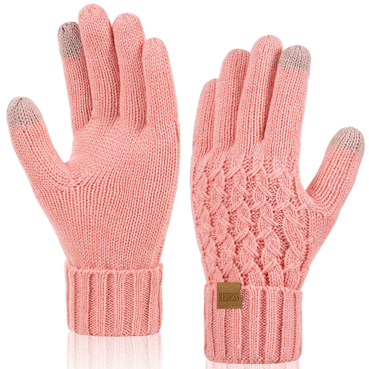 REDESS Winter Gloves for Women Touchscreen Texting Warm Knit Fleece Lined Gloves for Cold Weather Black