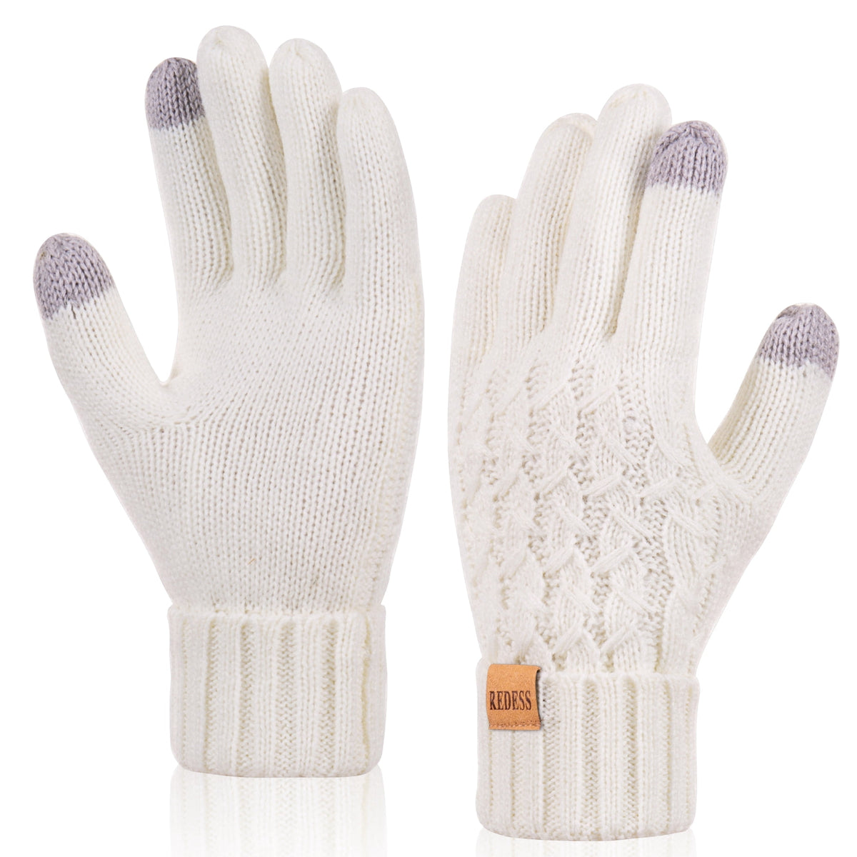 REDESS Winter Gloves for Women Touchscreen Texting Warm Knit Fleece Lined Gloves for Cold Weather Black