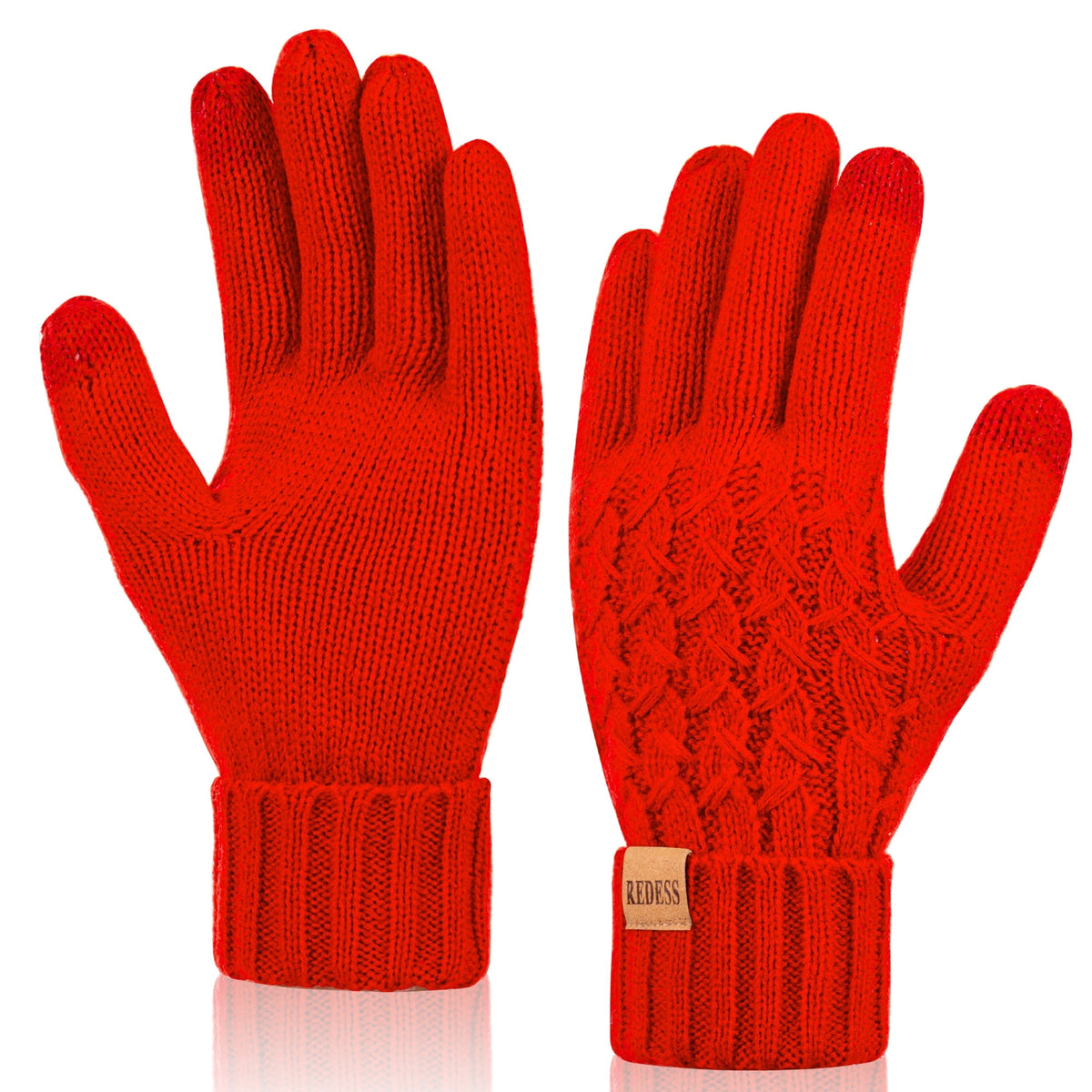 REDESS Winter Gloves for Women Touchscreen Texting Warm Knit Fleece Lined Gloves for Cold Weather Black